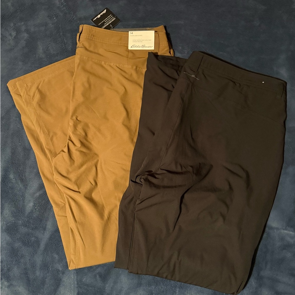 Eddie Bauer Women's Black and Tan Chinos